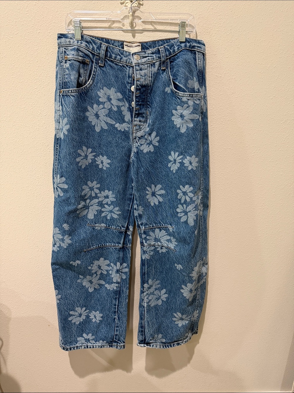 We the Free - Good Luck Floral Print Barrel Jeans Size 30 EUC - Picture 3 of 8